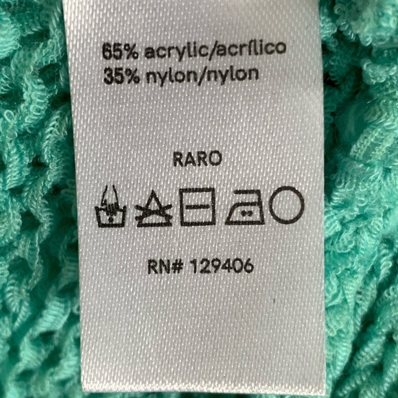 VENUS TURQUOISE KNIT SWEATER WITH CROCHETED FRINGE. WOMEN’S SIZE MEDIUM - Picture 8 of 9